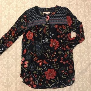 Printed long sleeve tunic top